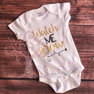 Watch Me Grow Black & Gold Glitter Onesie